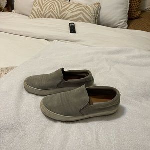 Steve Madden gray suede slip on shoes